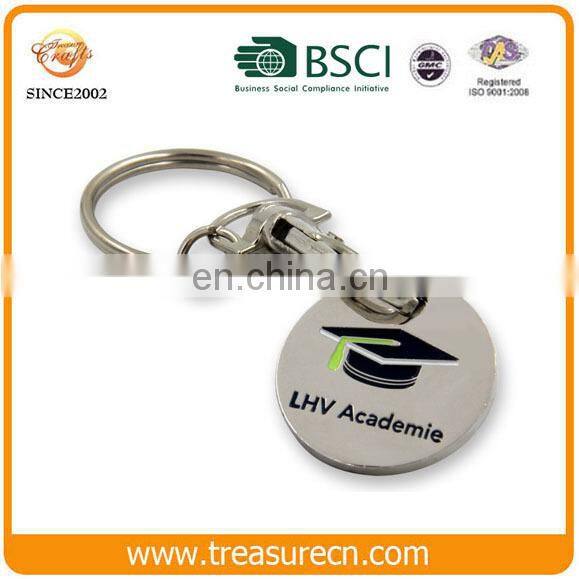 Manufacter custom personalized trolley token keyring shopping cart coin holder keychain