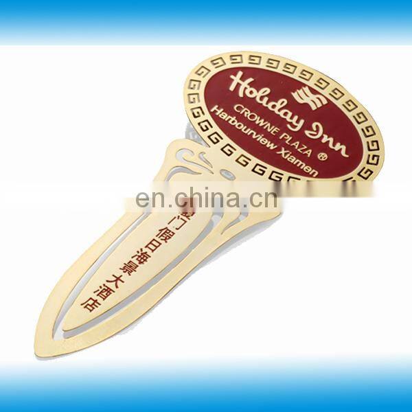 custom made apple shape etched debossed metal bookmark