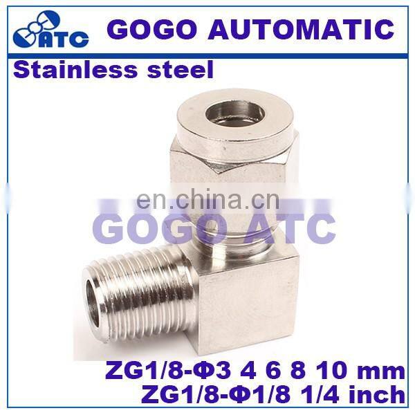 Quick coupler ZG1/8 male thread O.D 3mm hard tube stainless steel 304 Right angle elbow connector fitting
