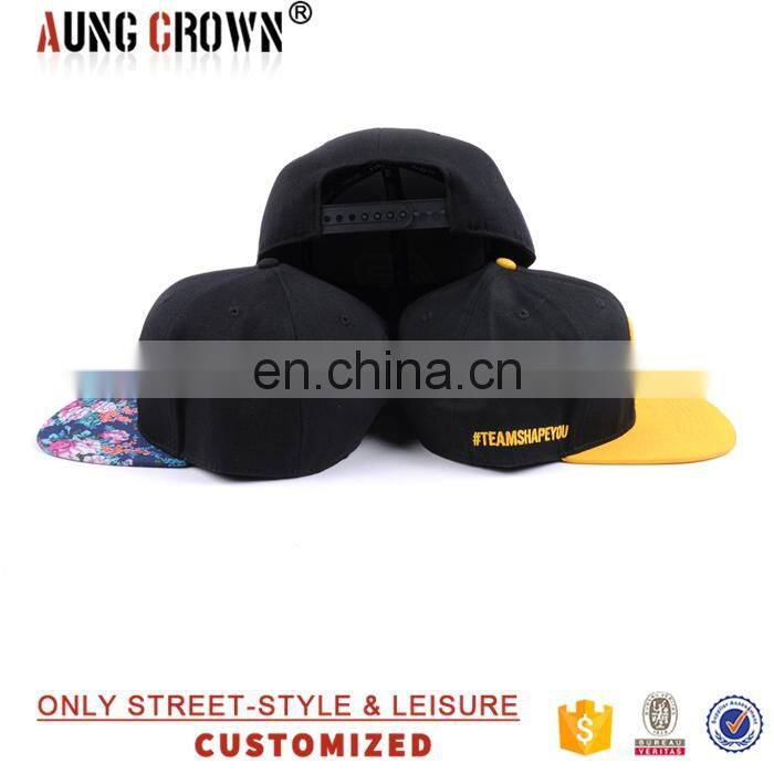 Custom fashion embroidered logo acrylic snapback cap boys