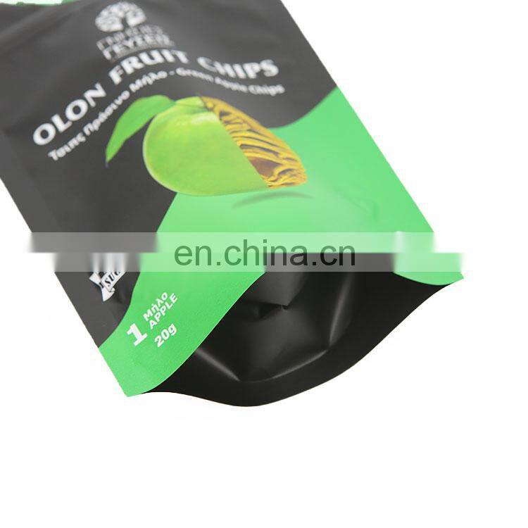 Wholesale customized 20g apple chips packaging bags plastic zip lock stand up pouch plantain banana chip bag
