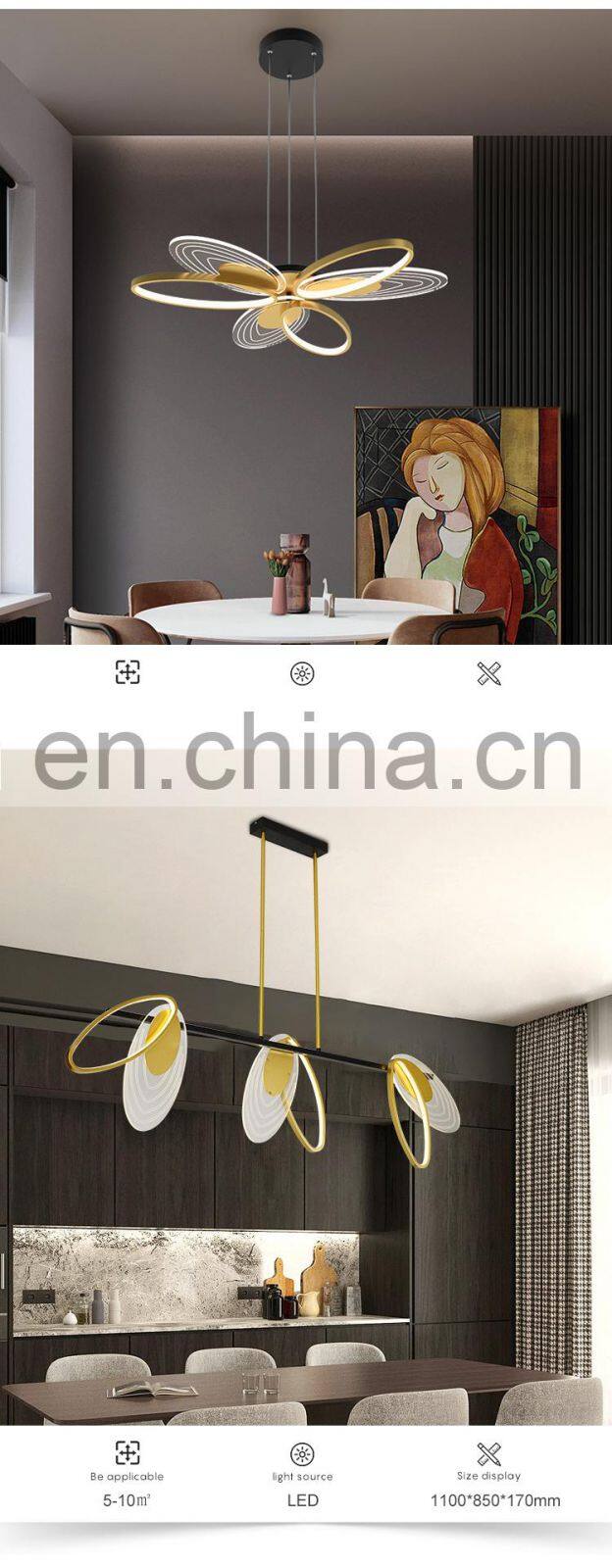 Unique Style Magnificent Decoration Aluminum Black Gold Indoor Bedroom LED Modern Ceiling Lamp
