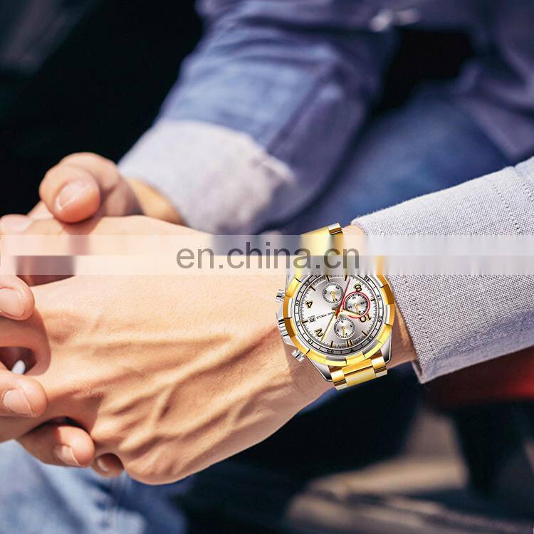 MINI FOCUS MF0198G Men's Quartz Watches Stainless Steel Chronograph Waterproof Luminous Man Clock