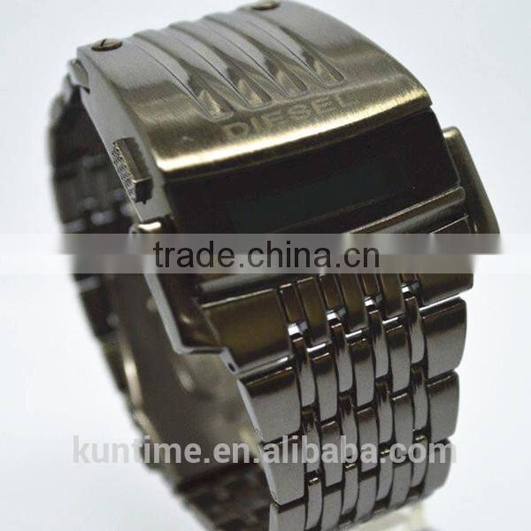 2014 machine cat head stainless steel back men watch digital LCD watch