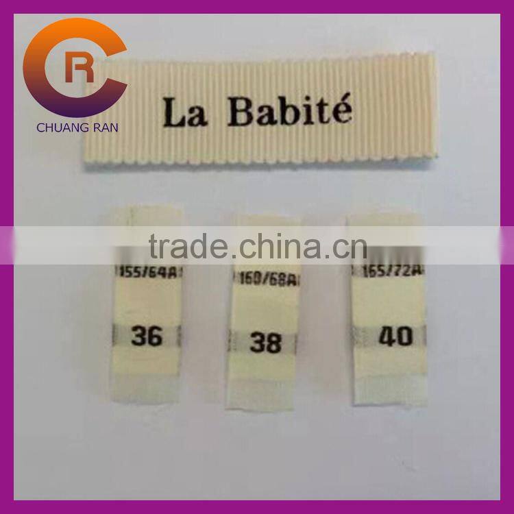 White ribbons gold logo printed custom made cheap clothing brand labels