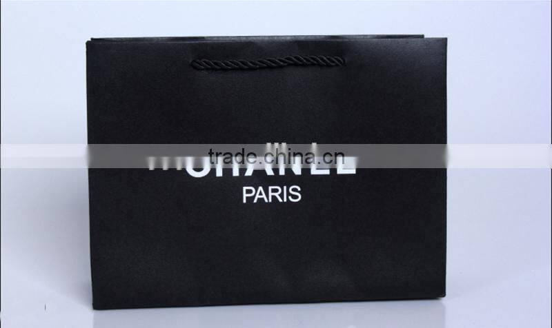 products new logo decoration elegant black handle paper bag for luxury shop promotion