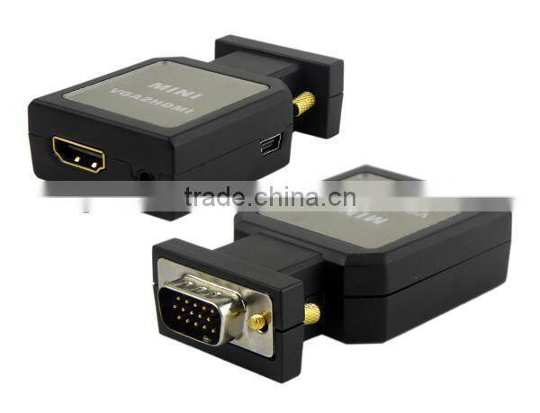 New Mini VGA + 3.5mm Audio to HDMI Converter Adapter