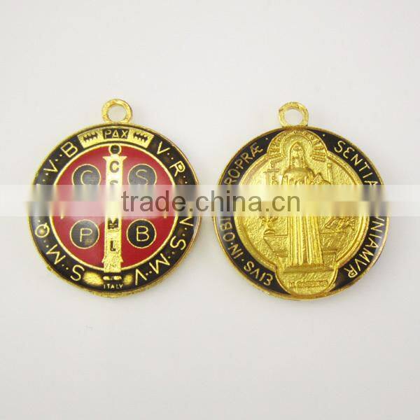 Epoxy 1 inch Round Saint Benedict Medal Pendant Medal of St. Benedict