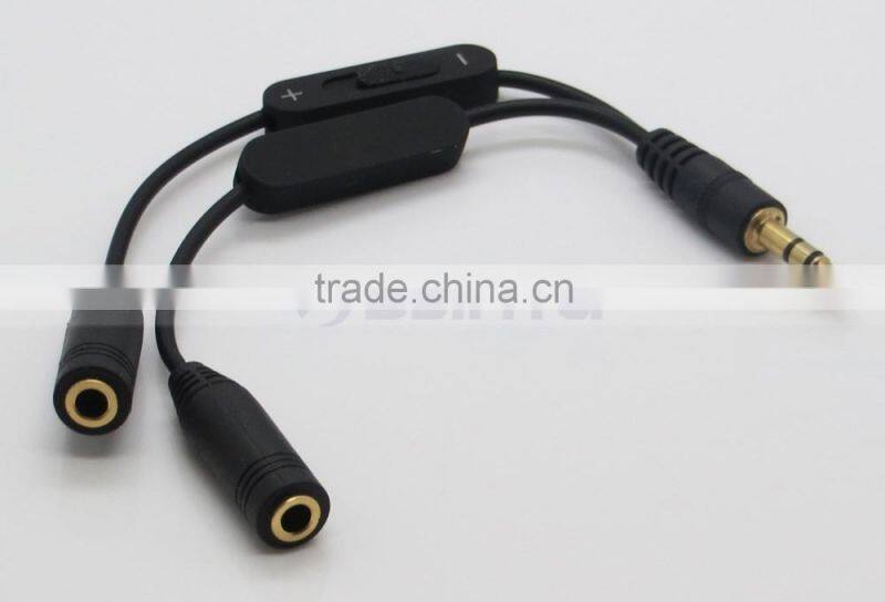 3.5mm Male- Female Headphone Earphone Splitter Cable Audio AUX Cable with Volume Control