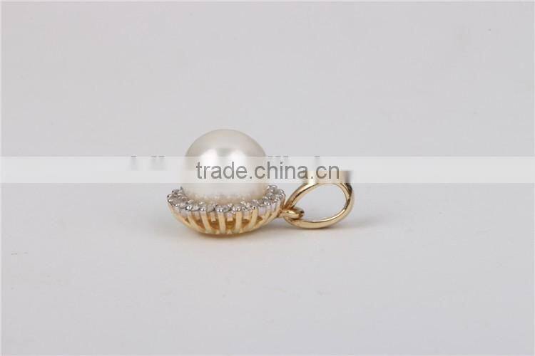 2016 fresh water pearl pendant designs 10k gold with real diamond nacklace