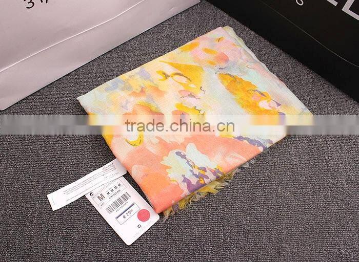 Bohemia Style Colorful Ink Painting Flower Print Women Fashions Scarf