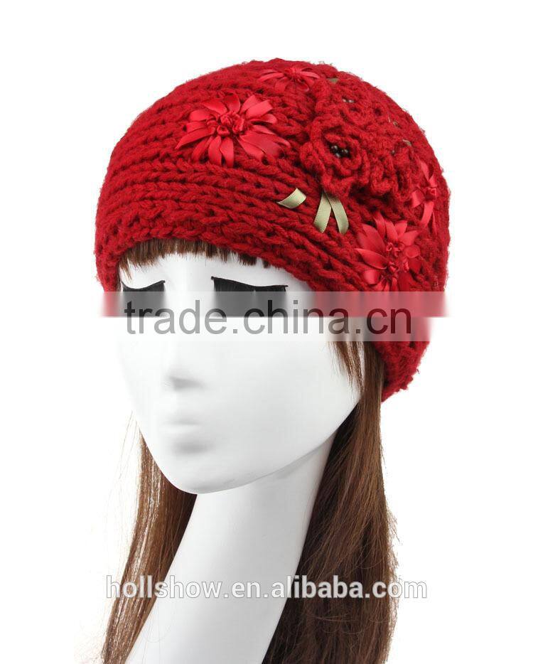 Fashion Charm Ladies Winter Hand Knitting Lace Flower Head Band