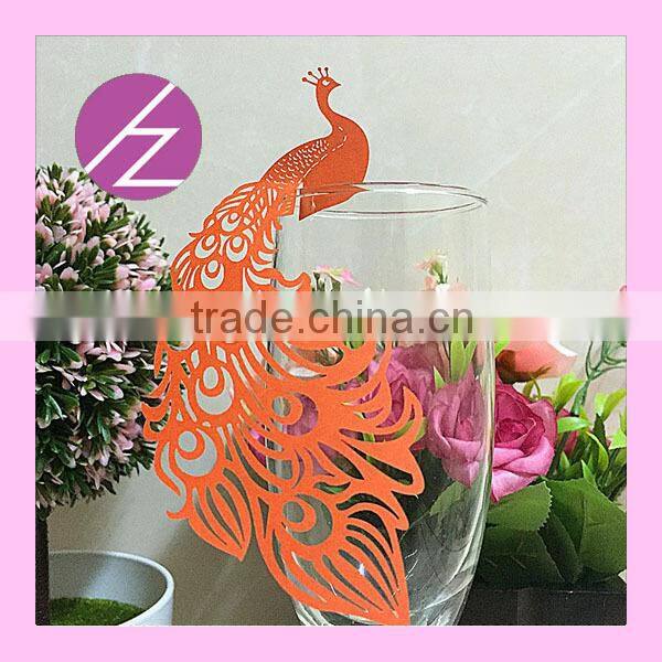 wedding party event table decoration peacock name place card JK66