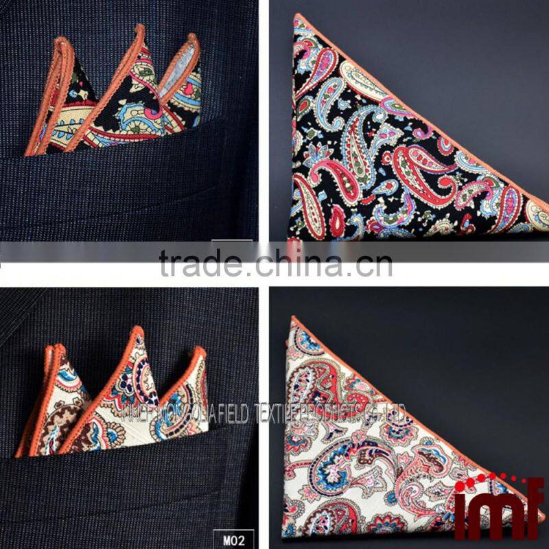 100% Cotton Handkerchiefs Woven Floral Pocket Square