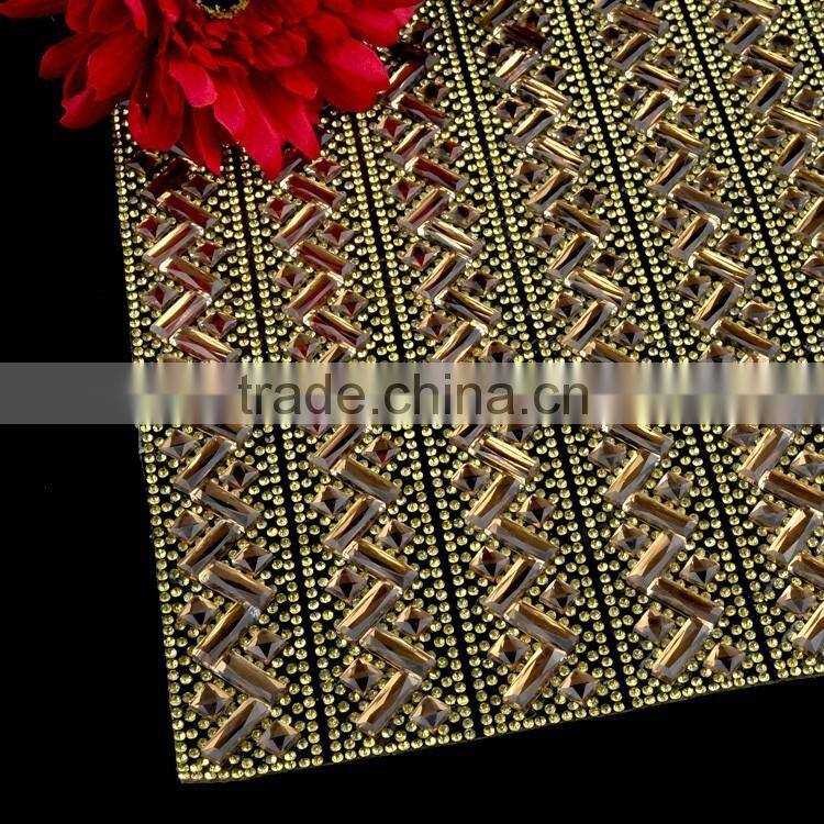 Bling Bling 24X40cm Hot Fix Rhinestone Mesh Trimming, Hot-fix Strass Stone Mesh Trimms in Bulk
