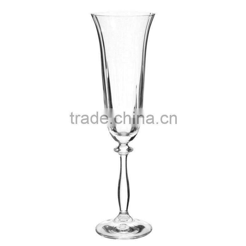 Optical clear stemmed champagne flute glass