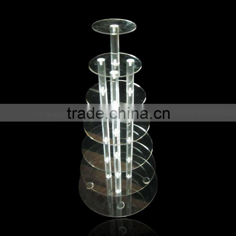 7 tiers round stabilized Acrylic cake display stand , factory direct sale acrylic cake display stand