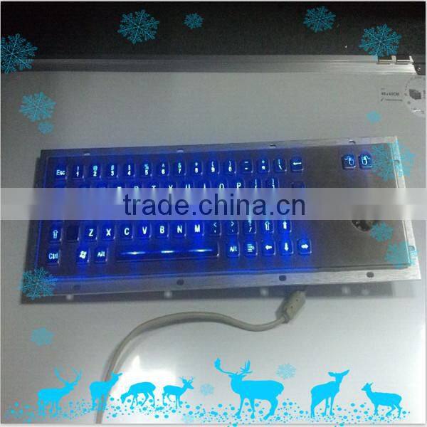 Illuminated LED Backlight Metal Keyboard With Trackball
