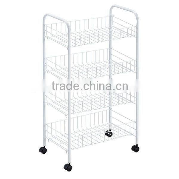 multifunctional 4 Tier mobile metal kitchen fruit vegetable shelf