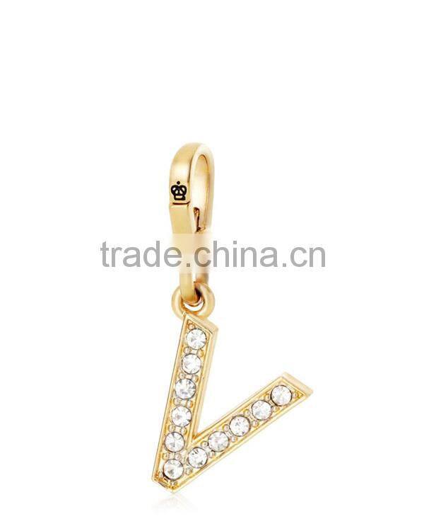 Gold rhinestone alphabet charm letter pendant alphabet keychain