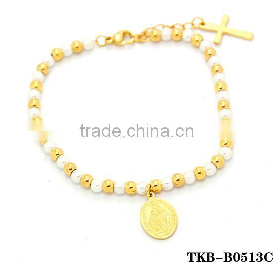 virgen mary charm bracelet silver and white beads rosarios catholic guadalupe virgen prayer bead handmade bracelet dongguan