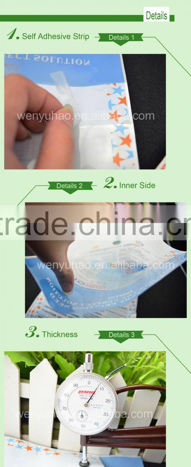 custom lamination self adhesive gravure printing A4 paper packing plastic bag for photo quality glossy paper