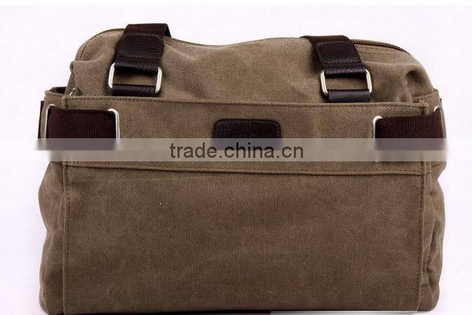 Top quality fashion mens canvas tote bag leather handle canvas bag men