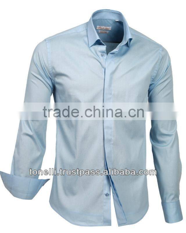 Mens Elegant Blue Dress Shirts - Free DHL Express Shipping