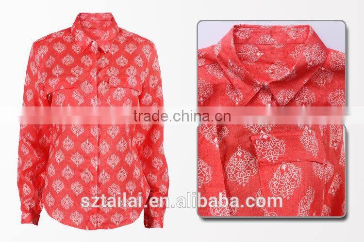 Made in China latest fashion Casual print blouse designs