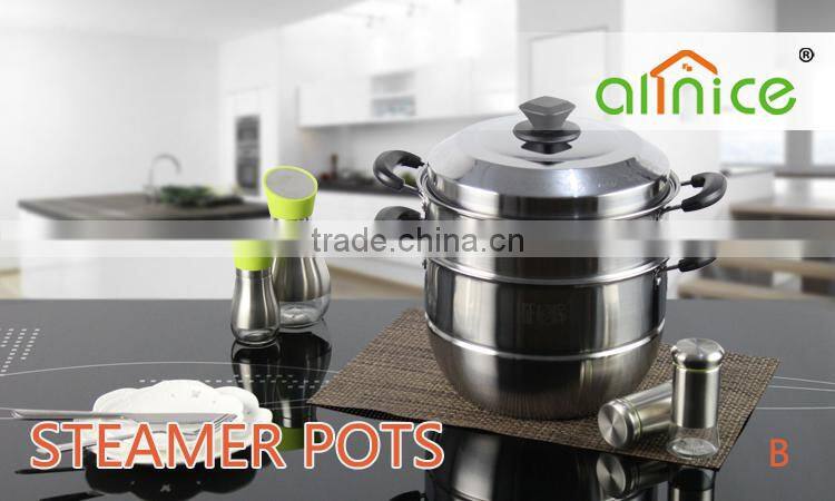 Allnice-New design #430 stainless steel 2-layer 15-qt durable Multipots & Steamers with steel lid and bakelite handles&knob
