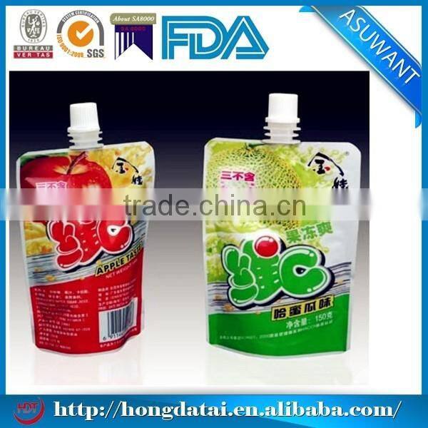 Food grade plastic bag for liquid soap with spout