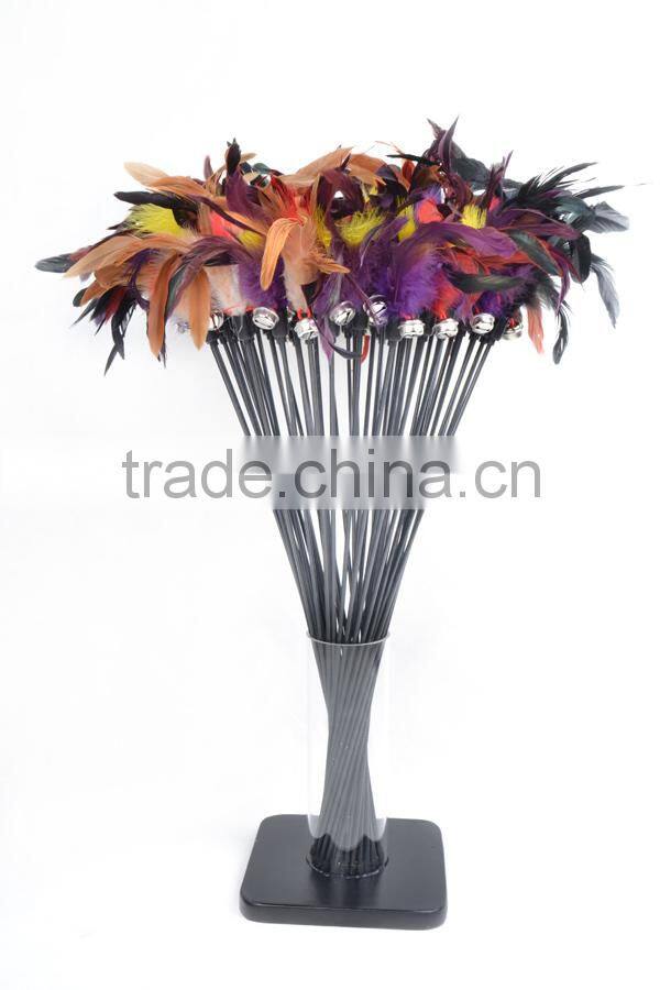 Hot sale funny colorful cats toy pet toys cat teaser with feather