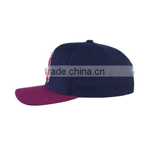for unisex 100% cool deep blue color custom made wholesale flat brim hats