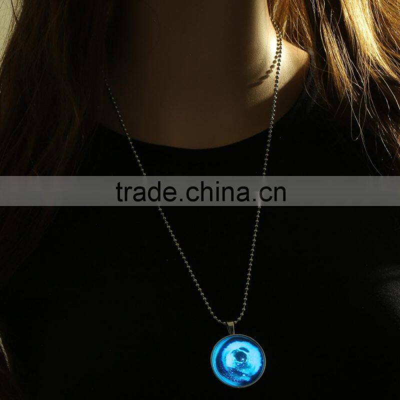 Dog Glow in The Dark Pendant Necklace Round Glass Necklace Glow in The Dark Jewelry
