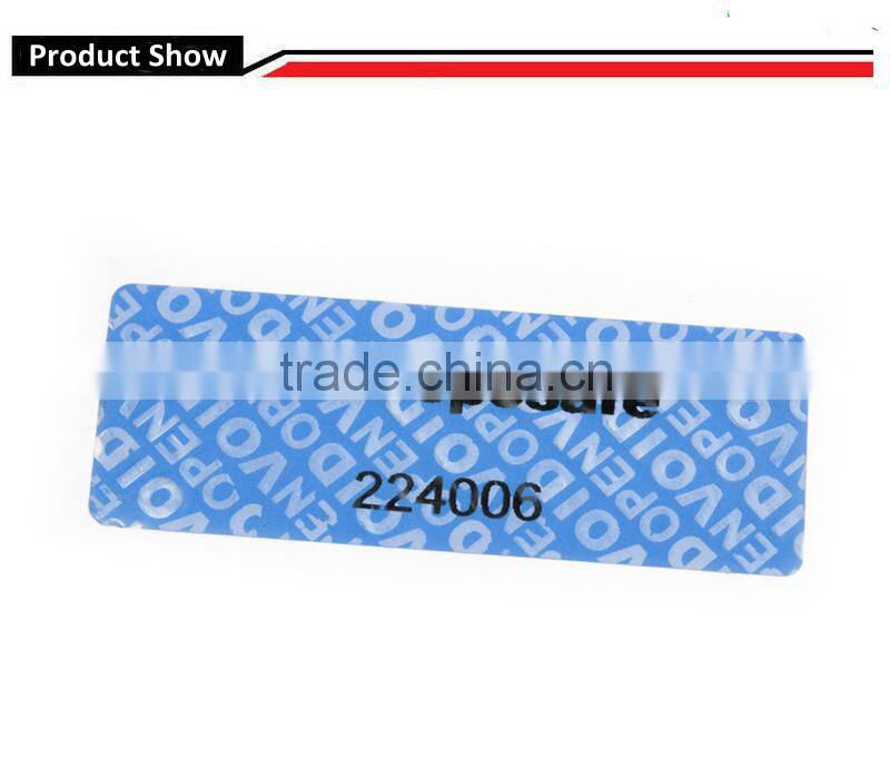 Anti-counterfeiting non residue security label mateiral printed blue VOID label