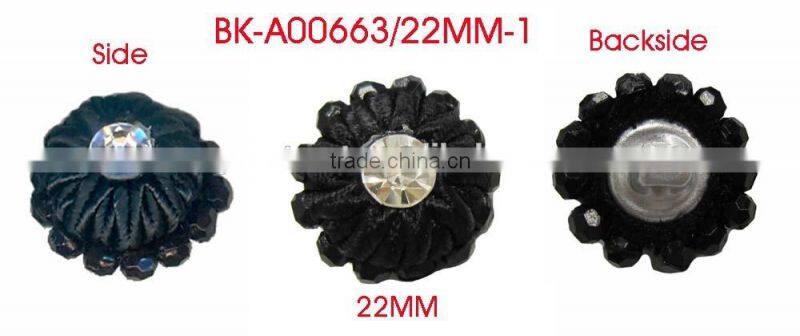 7MM Clear Rhinestone Black Bead Garment Chinese Frog Rhinestone Button