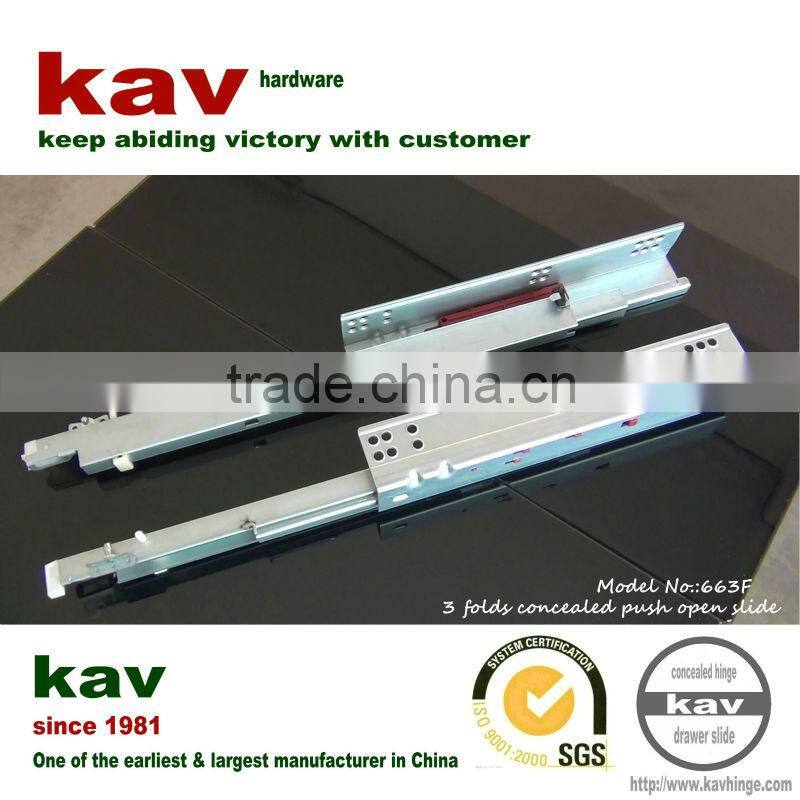 full extension push open sliding door rail