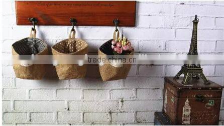 Jute and linen Hanging toiletry pouches