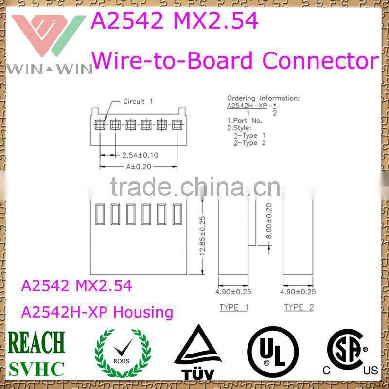2.54mm Pitch A2542 MX2.54 Electronic Wire to Board Connector