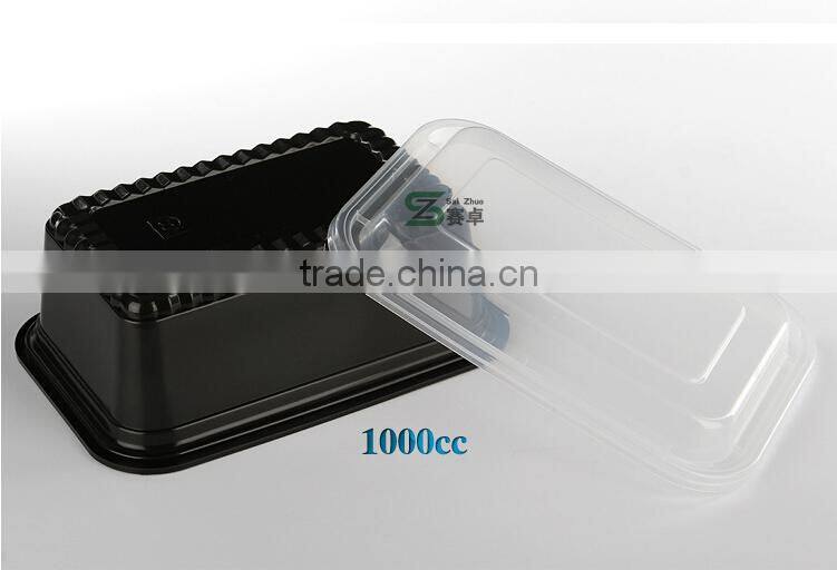 700ml black plastic food container/take out lunch container/takeaway bento box /storage container/ disposable lunch box