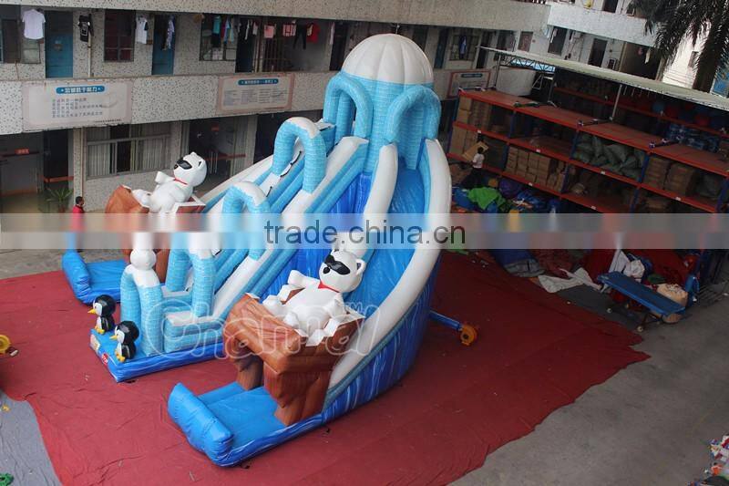 bear polar triple slide giant inflatable dry slide for kids