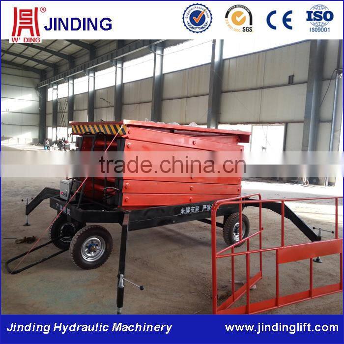 4 wheels towable hydraulic lifting platform equipment with high quality