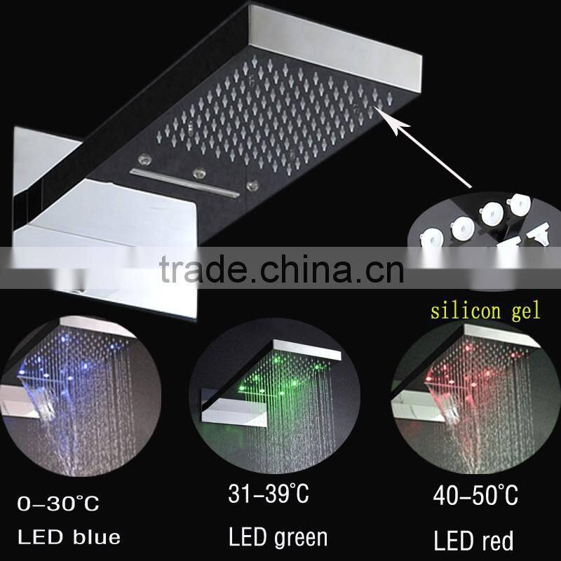 Luxury modern embedded ceiling bathroom accessories LED rain shower set thermostatic mixer bathroom showers LED water faucet