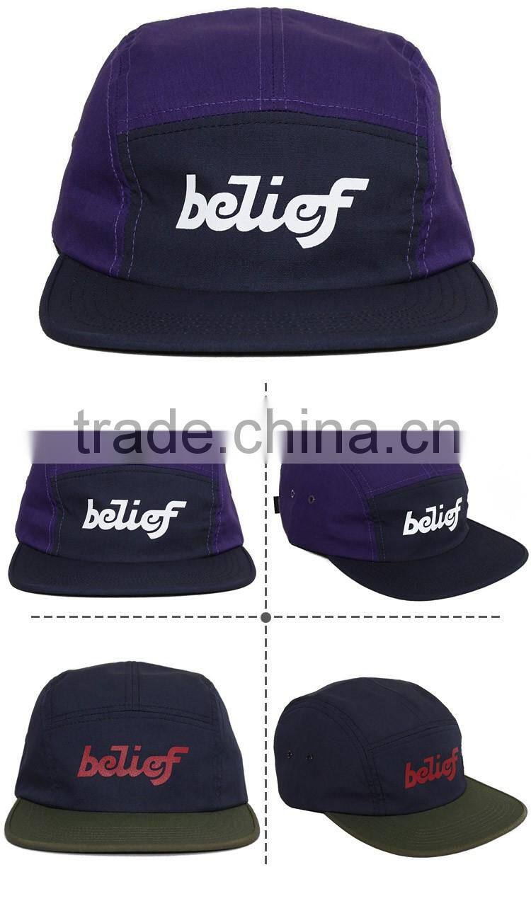 Top Quality Embroidered Promotion Custom Blank 5 panel flat brim printing design your own snapback cap