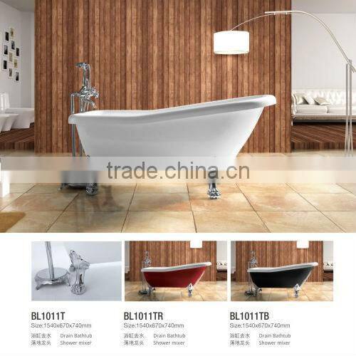 2014 new products Seasummer 100% Acrylic solid surface bathtub for hotel project with mix valve shower