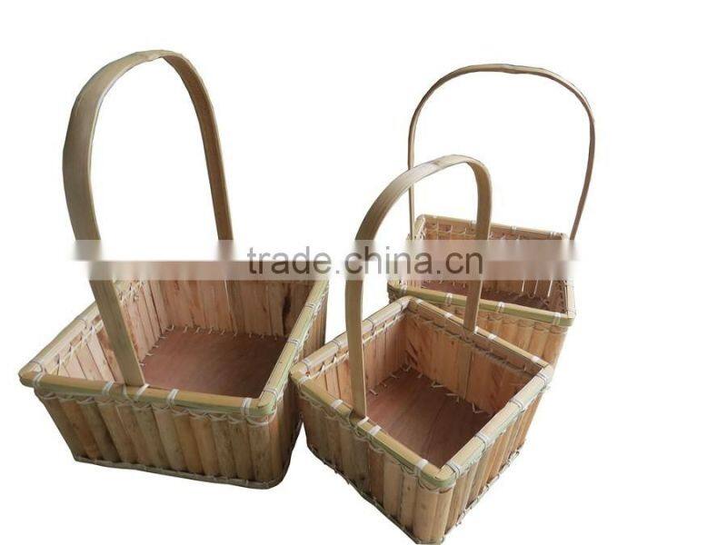 New design wood basket with handle