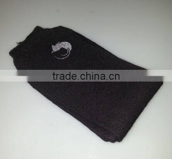 single use black inflight varicose sock with logo