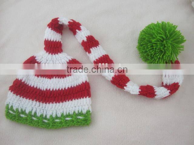 Hand crochet baby hats wholesale order Christmas long tail cap processing and manufacturing