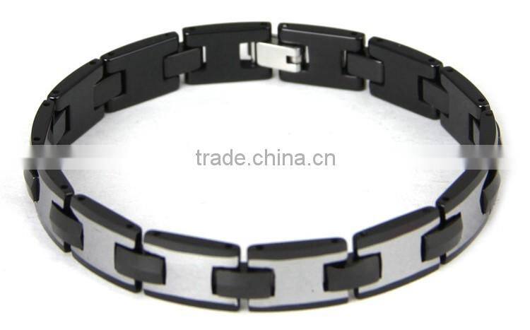 Mens Black Tungsten Magnetic Ceramic Bracelet with Energy Magnetic and CZ Bracelet Magnetic Tungsten Bracelet