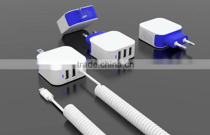 High Quality 3.4A Dual USB Wall Travel charger for Apple and Android Devices US, EU plug